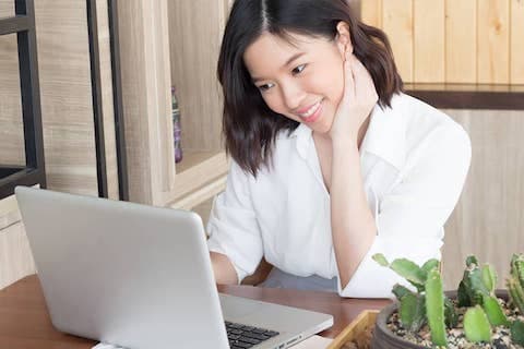 woman using laptop