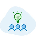 icon illustration of people with lightbulb above their head