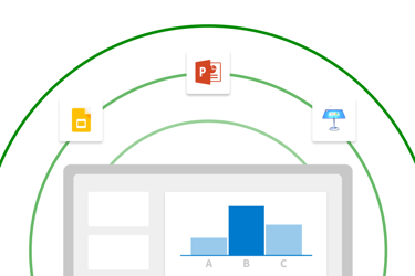 Poll enabled presentations graphic with Google Slides, PowerPoint, and Keynote icons