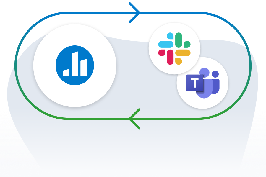 poll everywhere, slack, and microsoft teams logos in circle